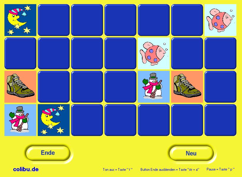 Screenshot des Karten-Merkspiels ColiMem